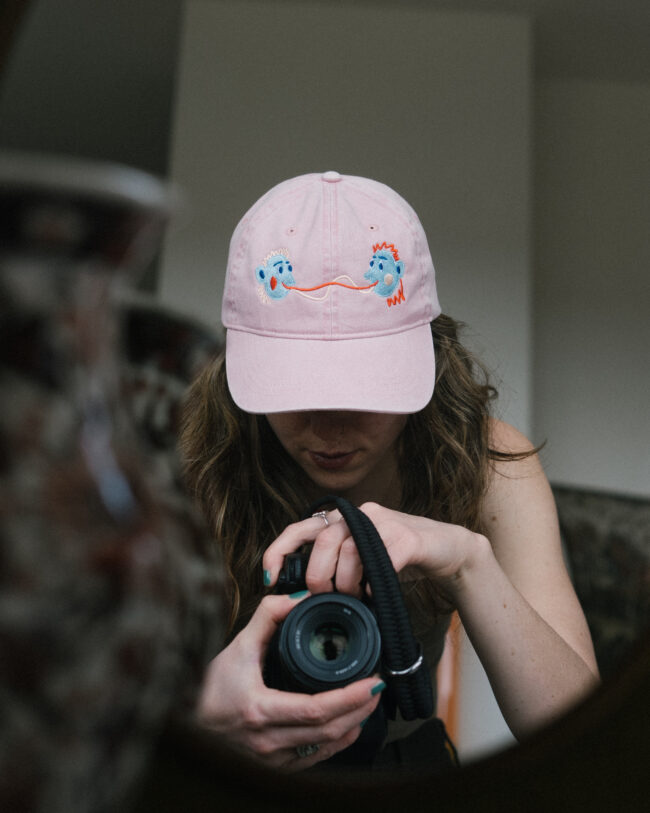 washed cap pink - kisses